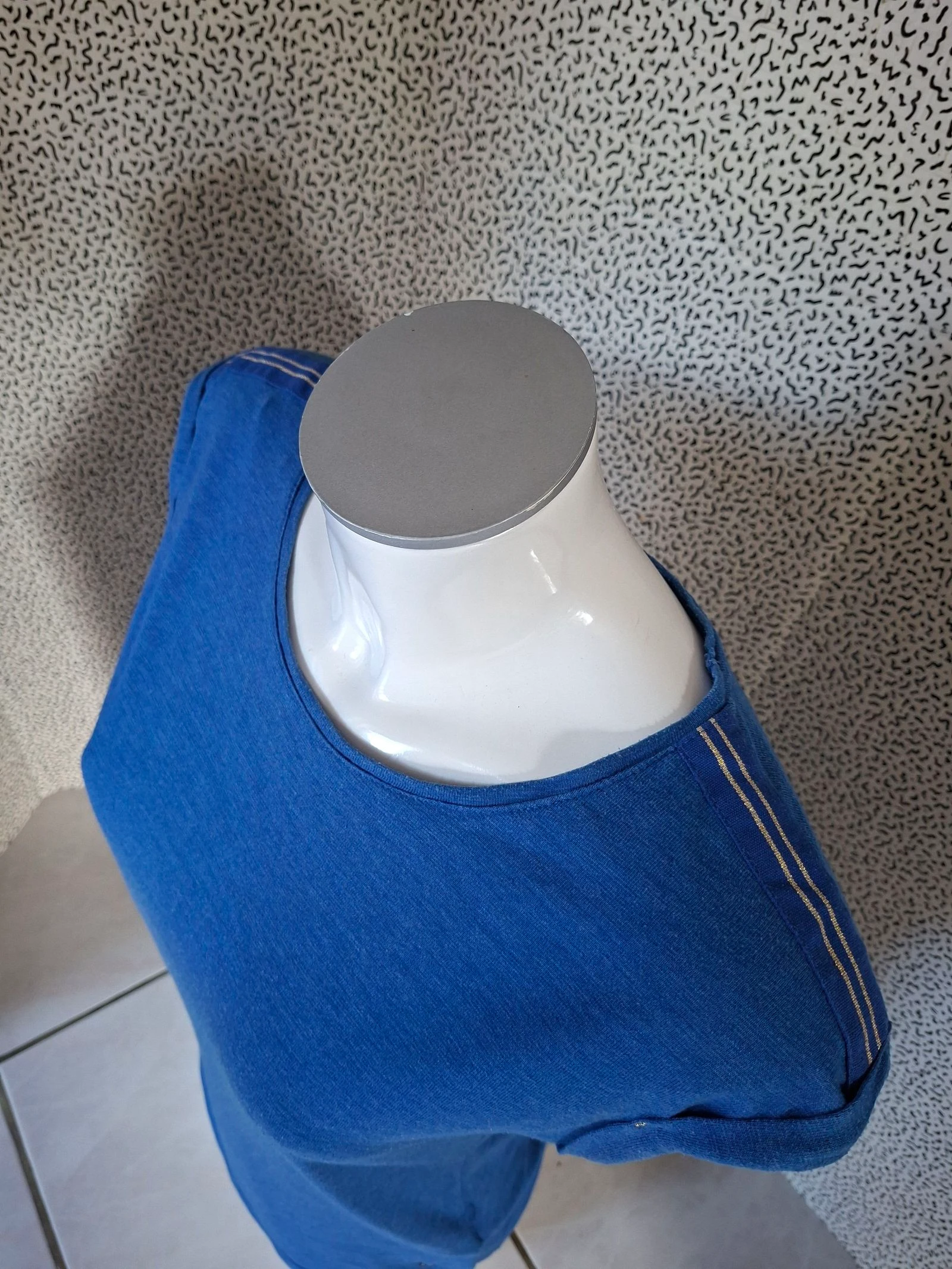 T-shirt Bonobo feminino XS azul mangas curtas gola redonda algodão básico – photo 4